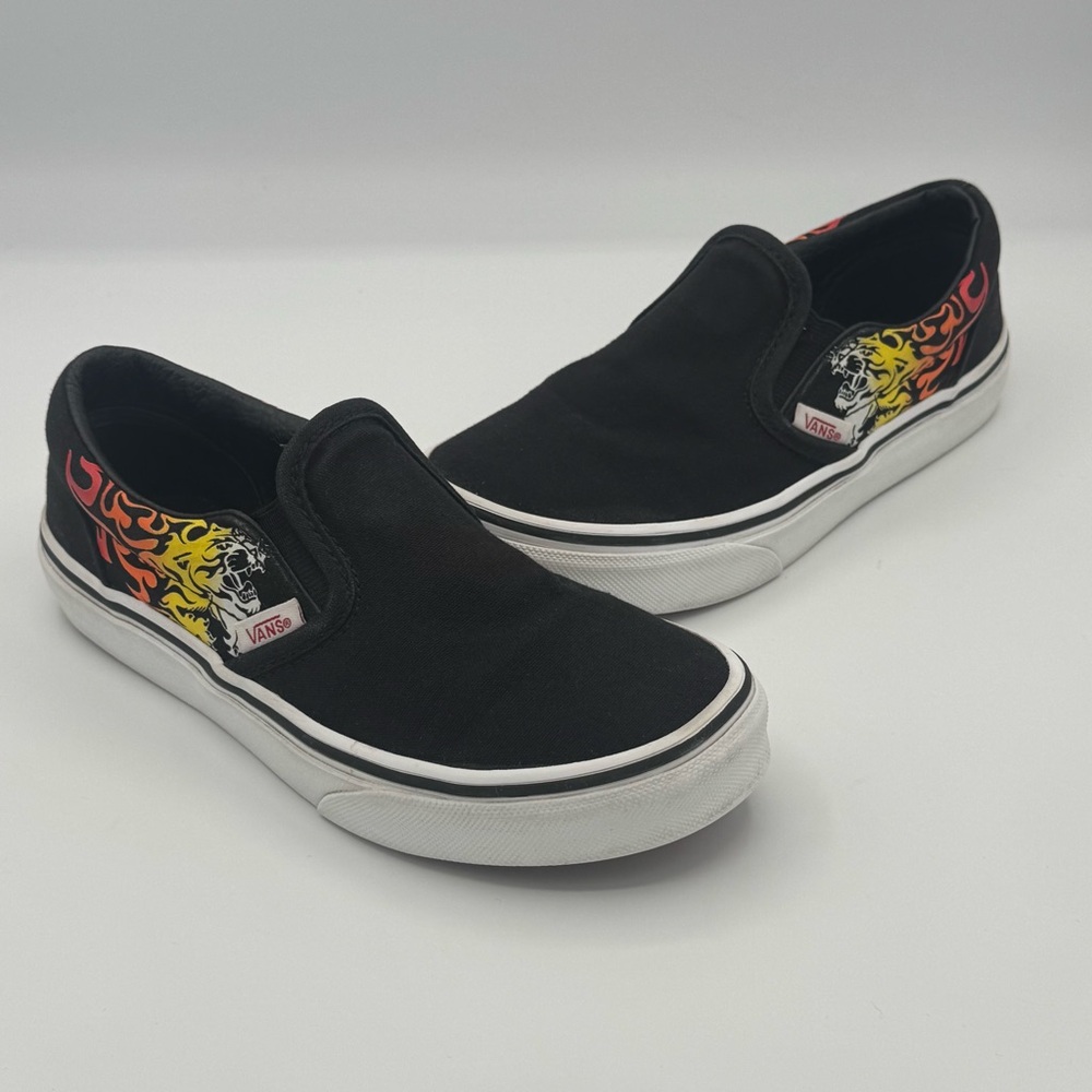 Vans Kids Ferocious Flames Racing Slip-On Tiger Graphic Sneakers